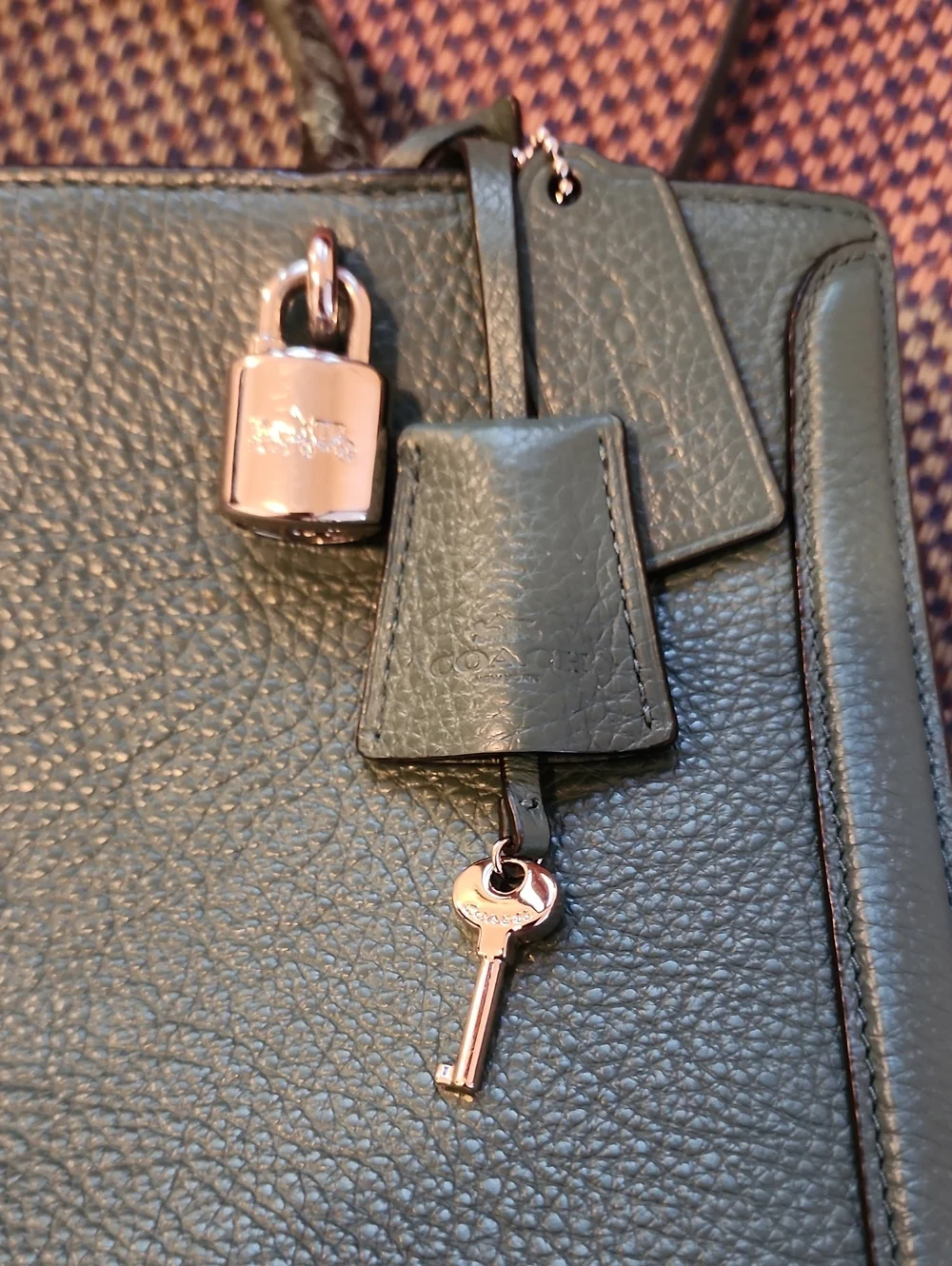 Coach Zoe Carryall 91026 Forest Green Pebble Leather Snake Embossed Satchel